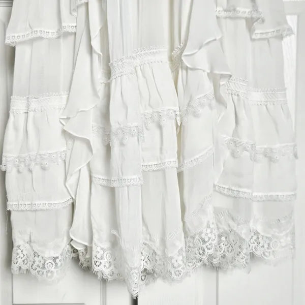 Rococo Sand Mia‎ Long-Sleeve Ruffled Maxi Dress White Lace V-Neck Boho Resort XS - Image 13