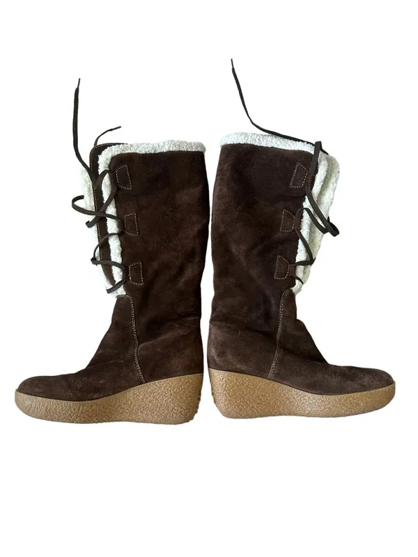 MICHAEL KORS Brown Suede Platform Lace up Boots Size 7.5 - Image 2