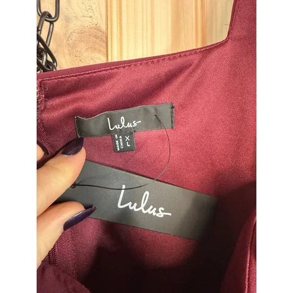 NWT Lulus Glamorous Disposition Burgundy Ruched Maxi Dress Bridesmaid Gala Sz XL - Image 7