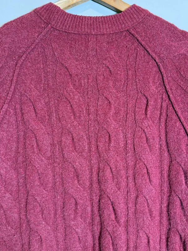 Aerie unREAL Cable Knit Sweater Pullover Women's Small Red Chunky Knit Soft Cozy - Image 8