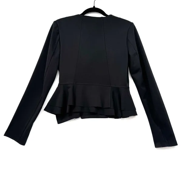 Obsession Black Peplum Moto Jacket Asymmetrical Zip Stretch Biker Edgy Sz Medium - Image 2