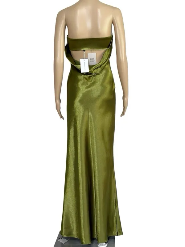LOVERS + FRIENDS Lucy Open Back Cowl Satin Gown, Chartreuse, XS - Image 6