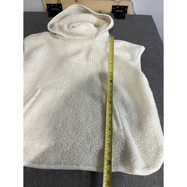 HAVEN Well Within Talbots Size XL IVORY SHERPA HOODED VEST Sleeveless Winter - Image 4