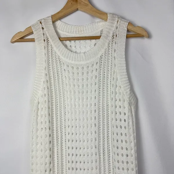 Boutique White‎ Crochet Maxi Swim Coverup M - Image 4