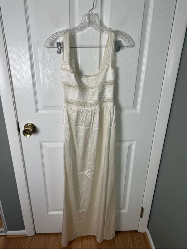 House of CB Illiana Ivory Real Silk Maxi Dress S - Image 6