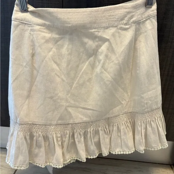 NWT Greylin Cream white wrap tie mini skirt w/Pom trim & ruffle hem size XS - Image 6