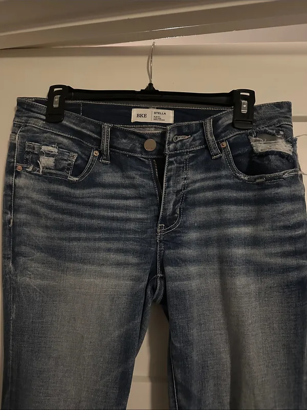 BKe Stella Blue Distressed Skinny Jeans - Image 2