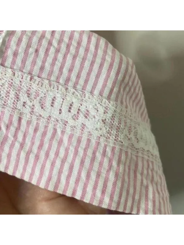 Lilly Pulitzer Pink and White Seersucker Striped Ruffle Collar Dress - Image 10