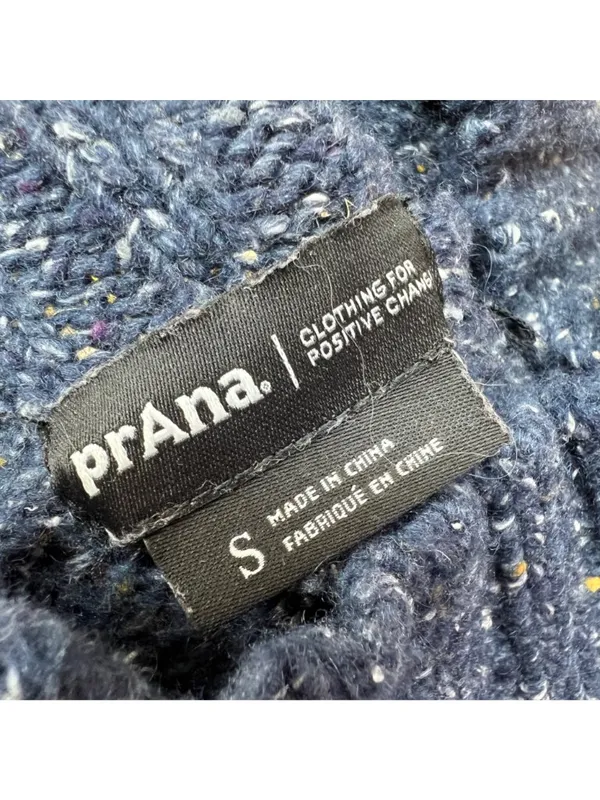 PrAna Ibid Navy Blue Knit Mock Neck Tunic Sweater Size Small Cabincore Gorpcore - Image 8