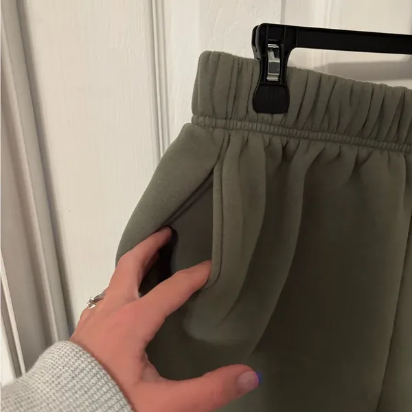 Olive Green Women's Sweat Shorts size small - Image 2