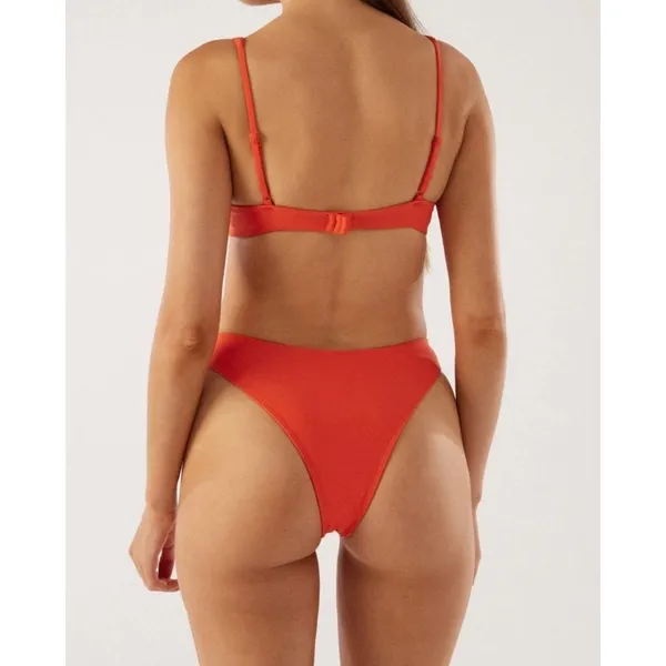 Ookioh Underwire Bikini high cut womens Orange large swim beach vacation minimal - Image 7