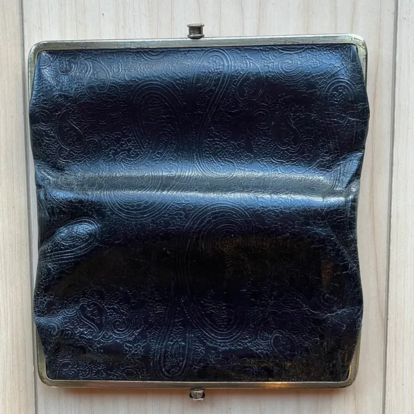 HOBO INTERNATIONAL~LAUREN~VINTAGE HYDE Leather Clutch Double Frame Wallet BLACK - Image 6