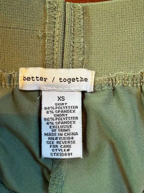 Better Together Light Sage Green Pleated Active Skort Tennis Skirt Size XS - Image 6