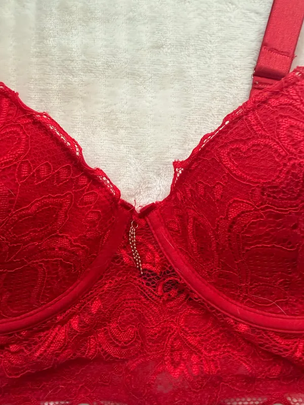 Rachel Rachel Roy Red Lace Longline Underwire Bra 38C - Image 3