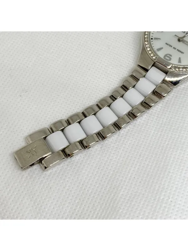 Anne Klein Women watch silver white tone rhinestones 33mm quartz 6” running - Image 4