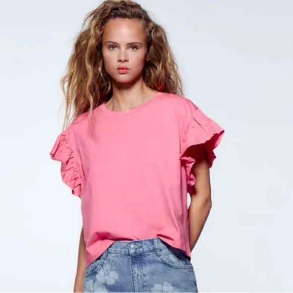 Zara pink ruffle sleeve top - Image 2
