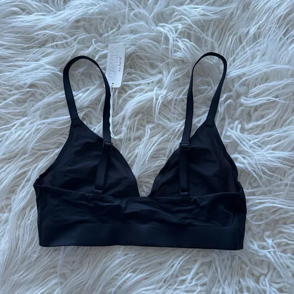 Aerie Smoothez Mesh Bralette True Black Size XS - Image 4