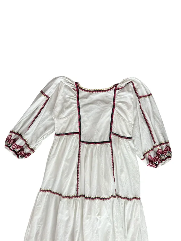 Free People FP Women’s Sweet Escape Embroidered White Long Sleeve Midi Dress S - Image 7