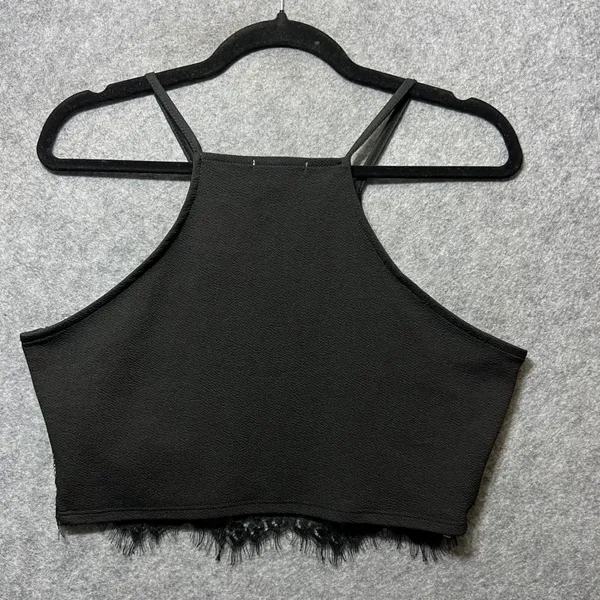 Vintage Y2K Charlotte Russe‎ Black Lace Halter Crop Top Sexy Party Sleeveless - Image 7