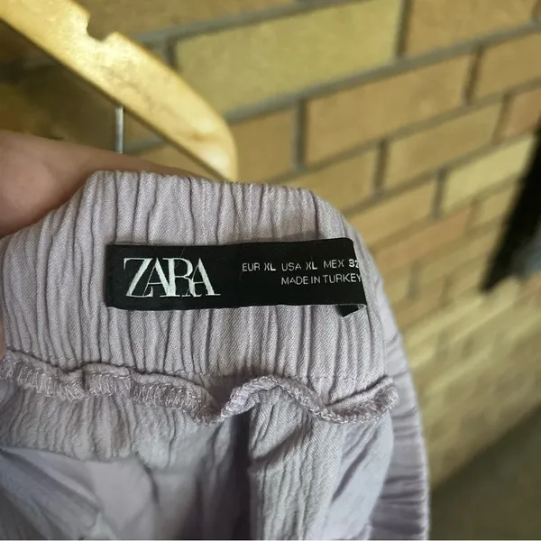 Zara Lilac Purple Crinkled Gauze High Rise Shorts Women’s Size XL - Image 3