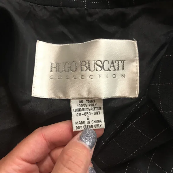 HUGO Buscati Windowpane Grid Sleeveless Blazer Dress Black Size 6 - Image 8