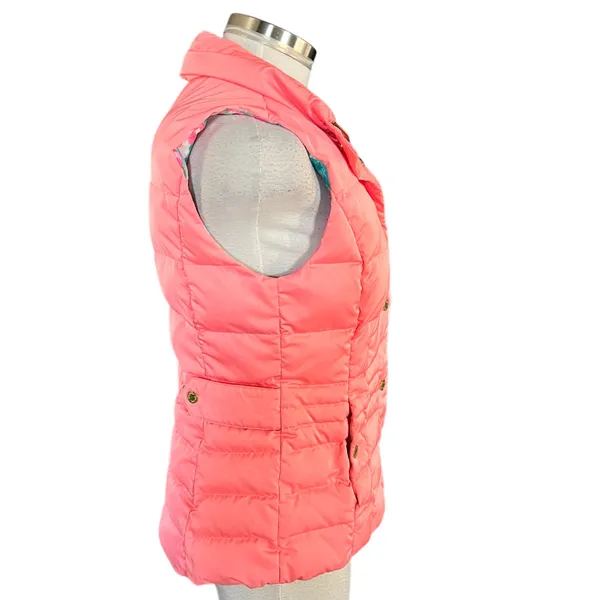 LILLY PULITZER Isabella Puffer Down Vest in Coral Size Small - Image 6