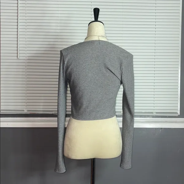 Bar III Ribbed Long Sleeve Crop Top - Image 2