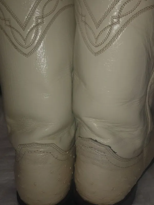 Justin Boots 6 Vintage Natural Ostrich Quill Cowgirl Western Boots in Light Beige - Image 5