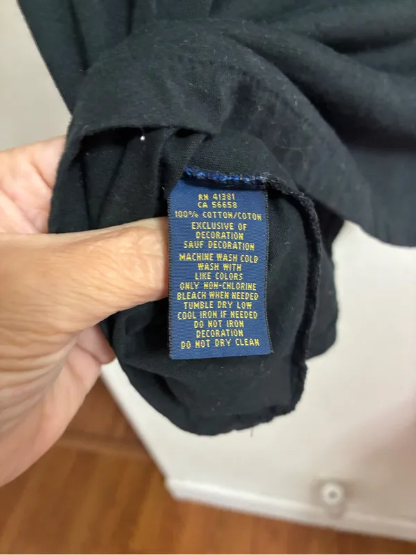 Polo by Ralph Lauren Black V-Neck Tee with Red Pony XL - Image 5