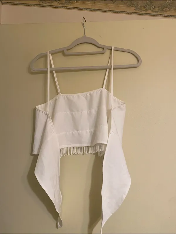 Altar'd State White Fringe Crop Top - Image 4