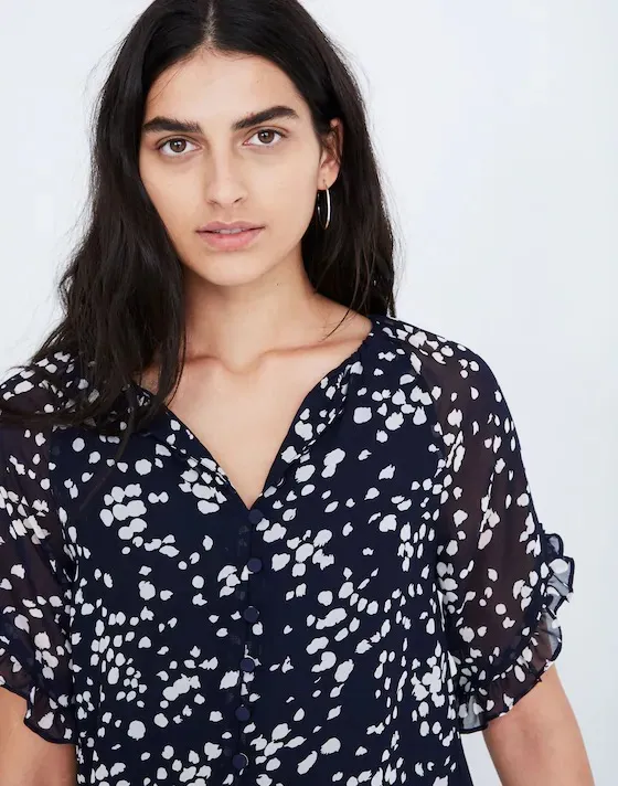 Madewell Memento ruffle-sleeve top in drifting petals - Image 4