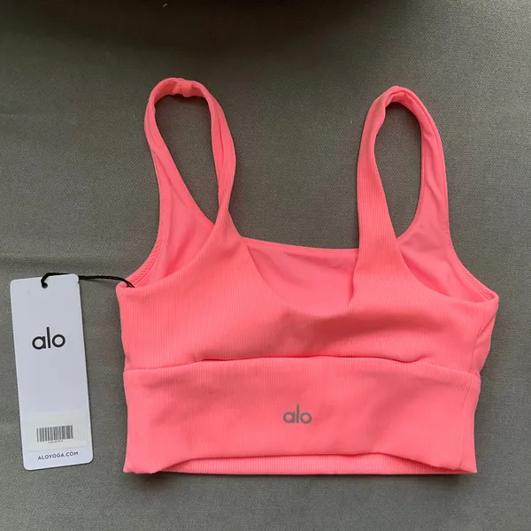 Alo Slit Bra Neon Bubblegum S - Image 5