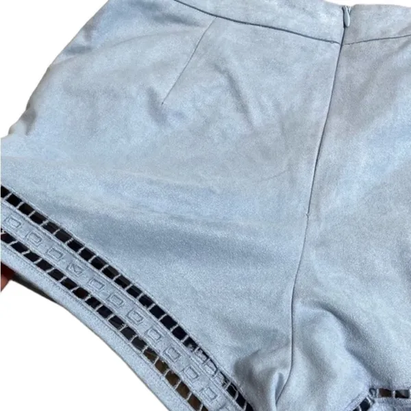 Joa Los Angeles High Rise Waist Light Blue Faux Suede Lined “Hot Pants” Shorts S - Image 5