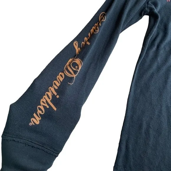 Harley Davidson Y2K studded henley long‎ sleeve Silver Eagle dealership size XL - Image 3