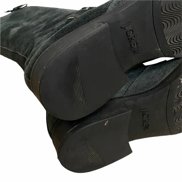 J. CREW Moto Biker Women’s Sz 8 Buckle Motorcycle Black Suede Leather Boots - Image 10