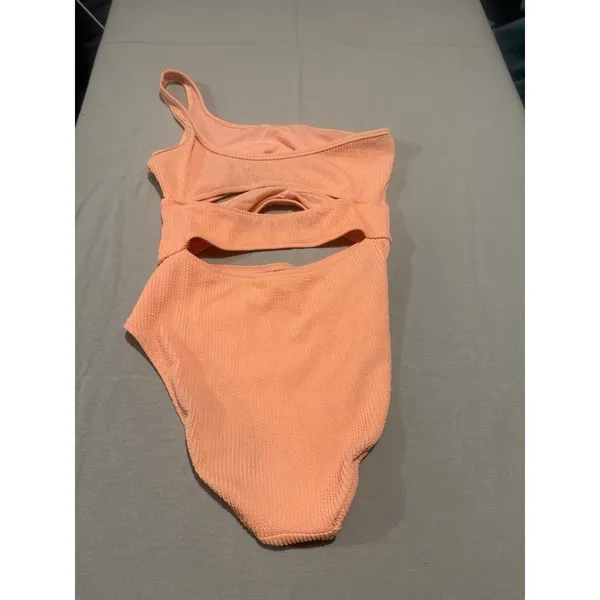 Aerie Ribbed Cut‎ Out Orange High Rise Cheeky Bathing Suit Women's Size L - Image 5