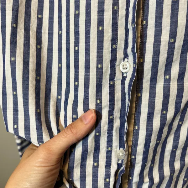 Grayson The Hero Blue White Striped Dobby Dot Button Down Shirt Size 03 M - Image 4