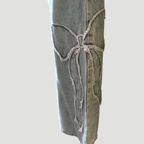PacSun Casey Low Rise Baggy Jeans Women 23 Bow Detail Wide Leg Light Wash NWT - Image 6