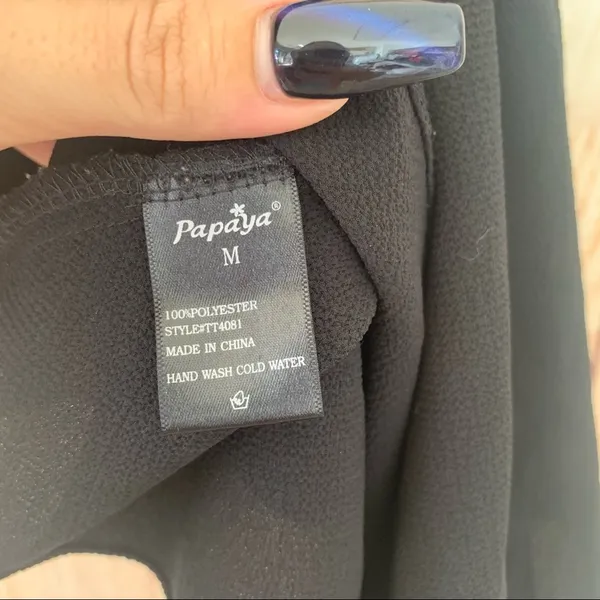 Papaya Medium Casual Black V Neck Blouse - Image 5