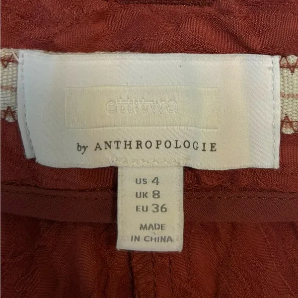 Anthropologie EttTwa Aubade‎ Mauve Tie Waist High Rise Textured Cropped Pants 4 - Image 9