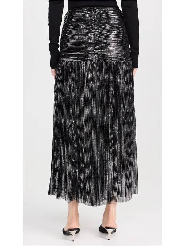Sabina Musayev Lolite Drop Waist Sparkly Midi Skirt in Black Size X-Small Party - Image 2
