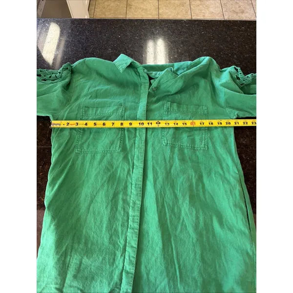 YFB Young Fabulous Broke Green Linen Dress Sz s Tunic Shirt Beachy‎ Lightweight - Image 6