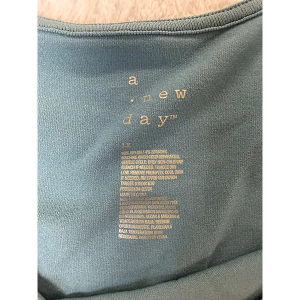 A New Day Womens 1X Teal Blue Long Sleeve Crew Neck Bodysuit NWT F00302494 - Image 4
