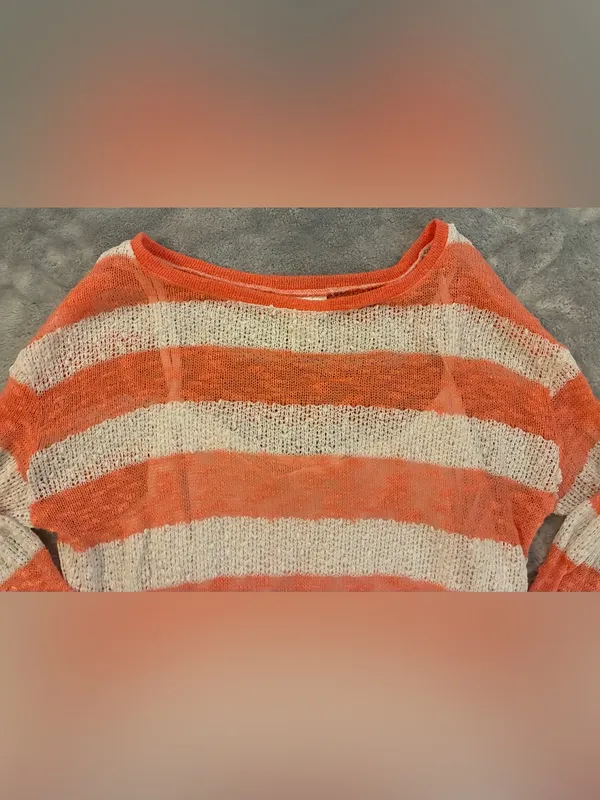 Maternity Lightweight Orange/Cream Striped Women's Knit Top by Motherhood Size S - Image 5