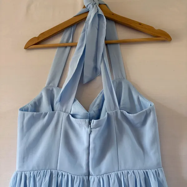 Lulus Light Blue Halter Maxi Dress Bow Sweetheart Formal Gown HD3816A Mens M - Image 5