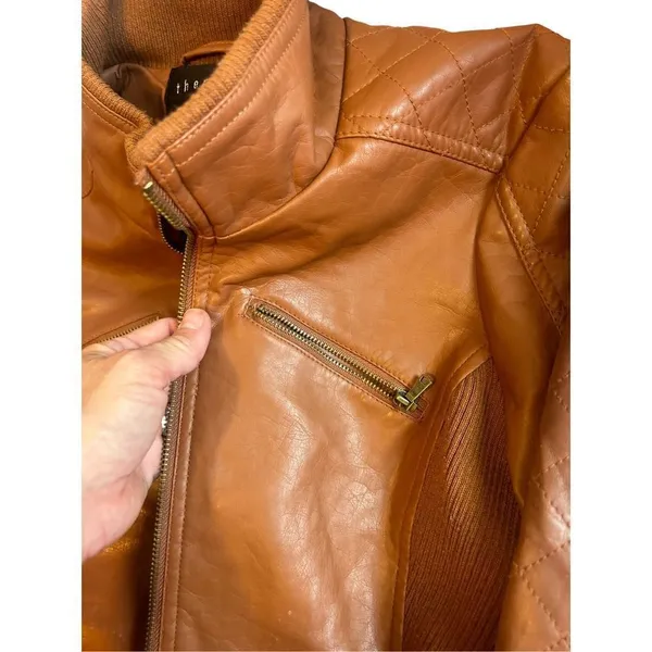 Therapy by Lane Crawford Women’s M Brown Faux Leather Moto Jacket - Image 4