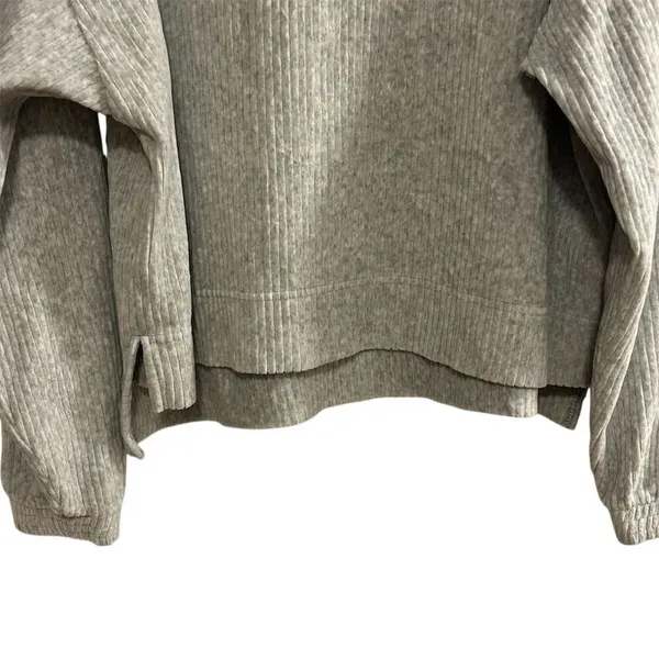 Aerie Women's Gray Ribbed Hoodie Sweatshirt Size M Relaxed Fit‎ - Image 5