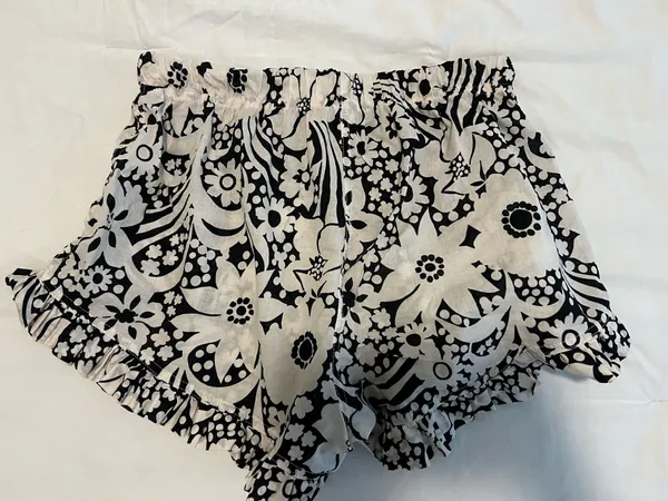 Free People Black and White Floral Pajama Shorts - Image 3