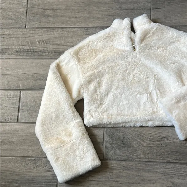 Tiger Mist White Teddy Jacket Plush Fleece Stand-Up Collar - Image 2