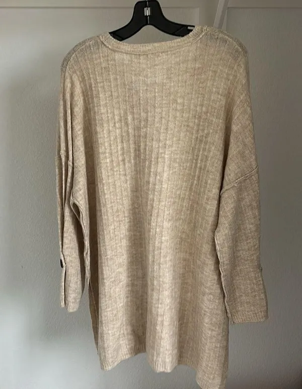 Free People Ribbed Knit Long Sweater size M - Image 4